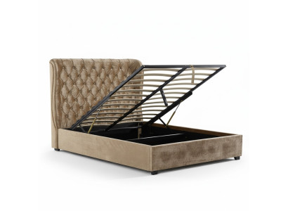 Beżowe Łóżko tapicerowane Chesterfield luksusowe łóżko Sypialnia Design