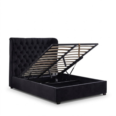 Black Chesterfield Łóżko tapicerowane Luxury Sypialnia Deko Design łóżka Skóra