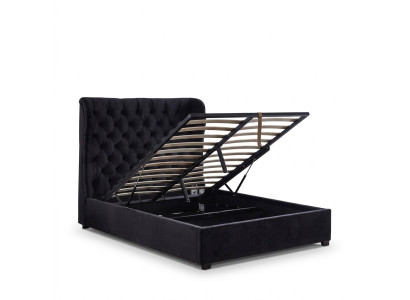 Black Chesterfield Łóżko tapicerowane Luxury Sypialnia Deko Design łóżka Skóra