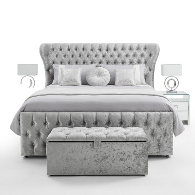 Designerskie Chesterfield Łóżko Sypialnia Włókienniczy Skóra Podkładka 140/160/180/200 cm