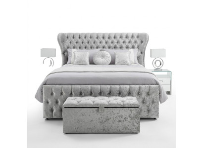 Designerskie Chesterfield Łóżko Sypialnia Włókienniczy Skóra Podkładka 140/160/180/200 cm