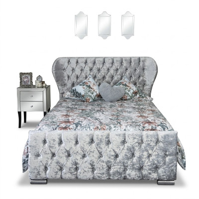 Chesterfield Design Aksamit Łóżko Luxury Włókienniczy łóżko Sypialnia Podwójne 200x200cm