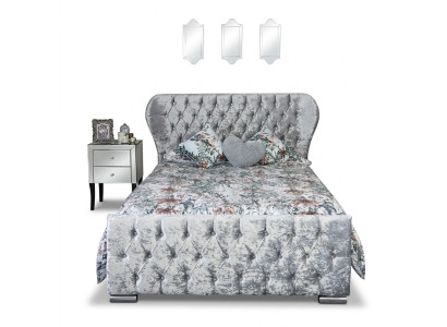 Chesterfield Design Aksamit Łóżko Luxury Włókienniczy łóżko Sypialnia Podwójne 200x200cm