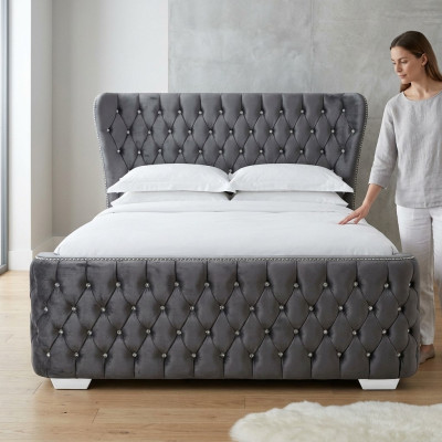 Chesterfield Hotel Double Skóra Łóżko Sypialnia Podkładka Luksusowe łóżko 200x200