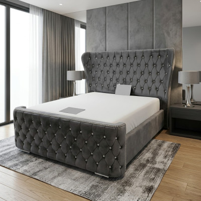 Chesterfield Hotel Double Skóra Łóżko Sypialnia Podkładka Luksusowe łóżko 200x200