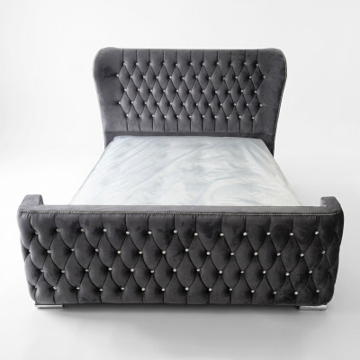 Chesterfield Hotel Double Skóra Łóżko Sypialnia Podkładka Luksusowe łóżko 160x200cm