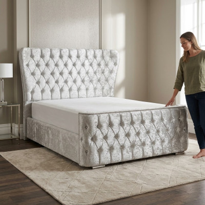 Chesterfield Łóżko Sypialnia łóżko Włókienniczy 180x200cm Aksamit Big Hotel łóżka Nowe