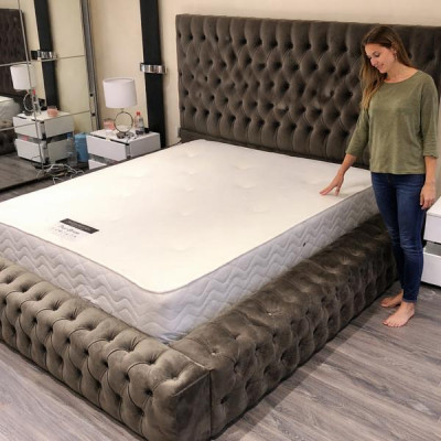 Chesterfield Włókienniczy Łóżko Sypialnia łóżko Podwójna Podkładka 140/160/180/200 cm