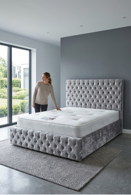 Klasyczne łóżko w stylu angielskim Podwójne łóżko Włókiennicze Chesterfield 160x200cm Nowość