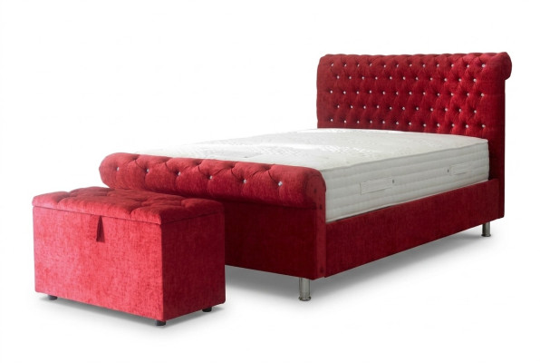 Chesterfield Hotel Double Skóra Łóżko Sypialnia Podkładka Luksusowe łóżko 200x200cm