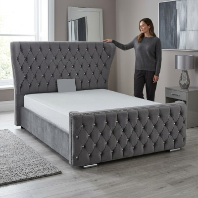 Chesterfield Włókienniczy Łóżko Sypialnia łóżko Podwójna Podkładka 140/160/180/200 cm
