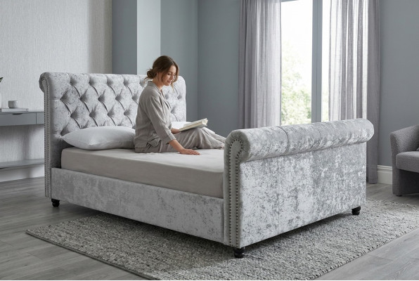 Design Chesterfield Łóżko Włókiennicze Aksamit Podkładka Skóra Hotel łóżka Sypialnia Nowość