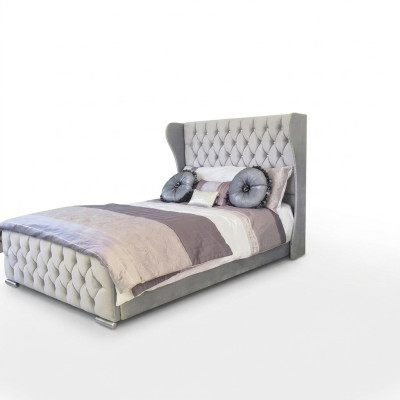 Chesterfield Design Łóżko Włókiennicze Aksamit Podkładka Skóra Hotel łóżka Sypialnia Nowość