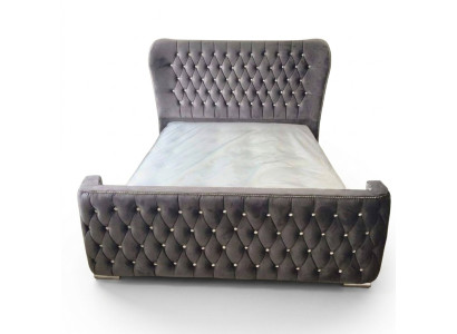 Chesterfield Design Łóżko Włókiennicze Skóra Aksamit Podkładka Łóżko Hotelowe Sypialnia