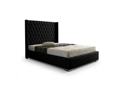 Designerskie łóżko Black Chesterfield Łóżko Sypialnia Włókienniczy Skóra