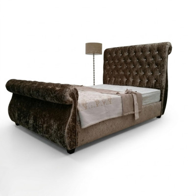 Chesterfield Design Łóżko Sypialnia Włókienniczy Aksamit Skóra Podkładka łóżka hotelowe Nowość