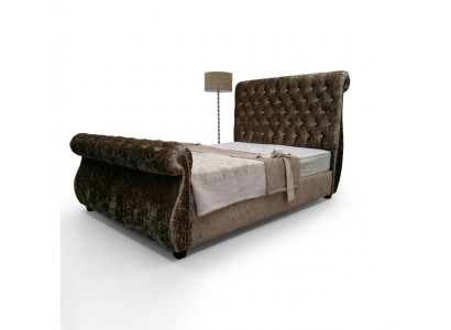 Chesterfield Design Łóżko Sypialnia Włókienniczy Aksamit Skóra Podkładka łóżka hotelowe Nowość