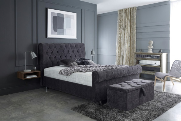 Chesterfield Design Aksamit Łóżko Luksusowe łóżko Włókiennicze Sypialnia Double