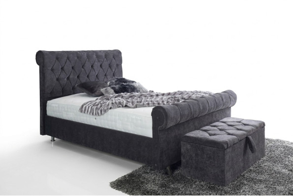 Chesterfield Design Aksamit Łóżko Luksusowe łóżko Włókiennicze Sypialnia Double