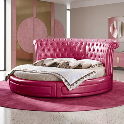 Okrągłe łóżko Classic Bed Chesterfield Podkładka Okrągłe łóżko Skóra