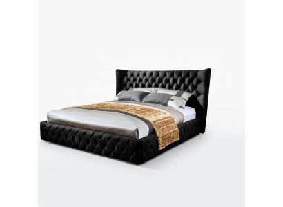 Chesterfield Black Łóżko Sypialnia łóżka Włókiennicze Aksamit Big Hotel bed