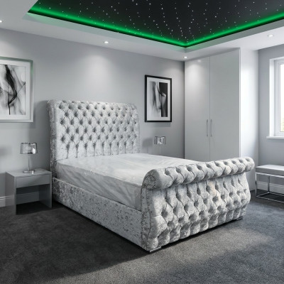Aksamit Velvet Chesterfield Design Łóżko Rama łóżka Classic Podkładka łóżka Nowość
