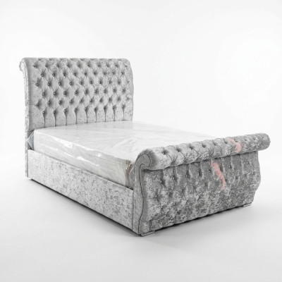 Aksamit Velvet Chesterfield Design Łóżko Rama łóżka Classic Podkładka łóżka Nowość