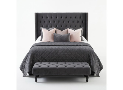 Duże Materiałowe Łóżko Chesterfield Design Tapicerowane Włókiennicze Designerskie Łóżka Podwójne