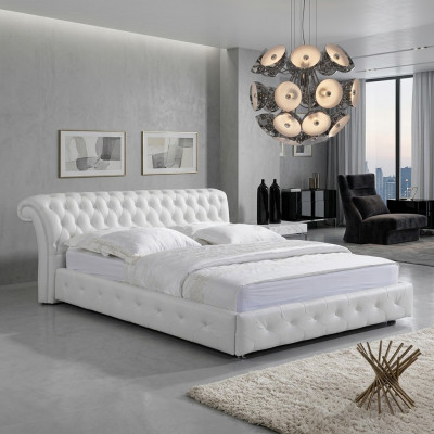 Designerskie Chesterfield Łóżko Sypialnia Włókienniczy Skóra Podkładka 140/160/180/200 cm