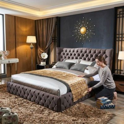 Chesterfield Big Łóżko Big Zagłówek Ears bed Podkładka Podwójne łóżko