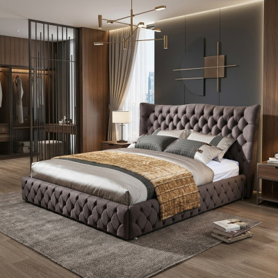 Chesterfield Big Łóżko Big Zagłówek Ears bed Podkładka Podwójne łóżko