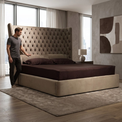 Łóżko angielskie Duże Chesterfield Podwójne łóżko Designer Hotel Aksamit Meble