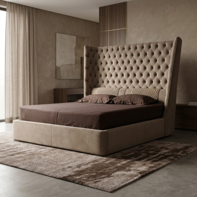 Łóżko angielskie Duże Chesterfield Podwójne łóżko Designer Hotel Aksamit Meble