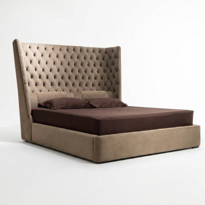 Łóżko angielskie Duże Chesterfield Podwójne łóżko Designer Hotel Aksamit Meble
