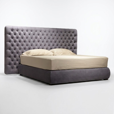 Łóżko Podkładka Design Luxury Double Hotel łóżko Pokój Chesterfield Grey Aksamit Nowe