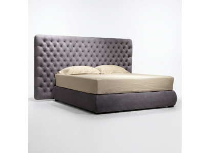 Łóżko Podkładka Design Luxury Double Hotel łóżko Pokój Chesterfield Grey Aksamit Nowe