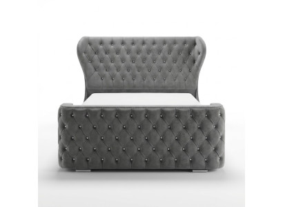 Szare łóżko Chesterfield Designer Sypialnia Meble English Podkładka łóżko