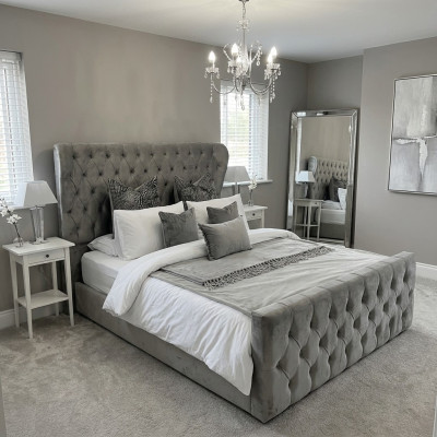Designerskie Chesterfield Łóżko Sypialnia Włókienniczy Skóra Podkładka 140/160/180/200 cm
