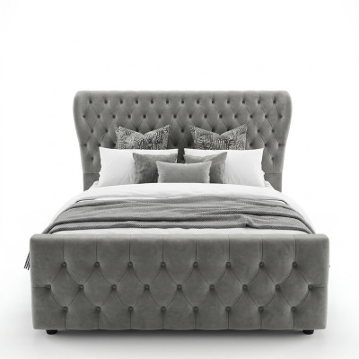 Designerskie Chesterfield Łóżko Sypialnia Włókienniczy Skóra Podkładka 140/160/180/200 cm