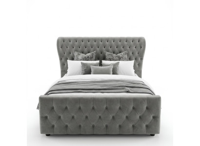 Designerskie Chesterfield Łóżko Sypialnia Włókienniczy Skóra Podkładka 140/160/180/200 cm