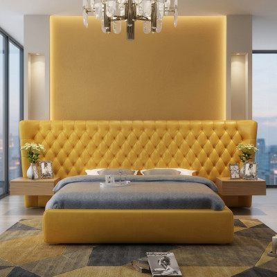 XXL Duża Ściana Panelowa Łóżko Chesterfield Hotel Luxury Design łóżko 200x200cm Nowość