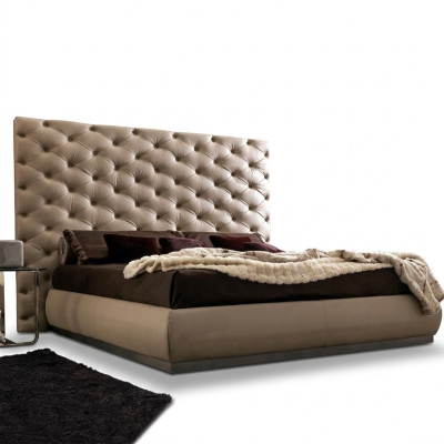 Beżowy panel ścienny Chesterfield luksusowe designerskie łóżko podwójne