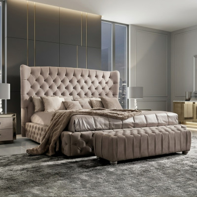 Oryginalne łóżko Chesterfield Łóżko Double Hotel łóżka Włókiennicze Podkładka 160x200cm Materiał Nowy