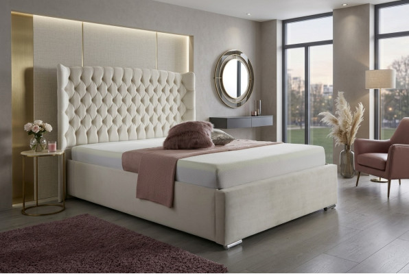 Chesterfield Łóżko Design Sypialnia Łóżko angielskie 180x200cm Włókienniczy Podkładka