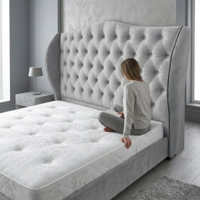 Chesterfield Łóżko Design Sypialnia Łóżko angielskie 180x200cm Włókienniczy Podkładka