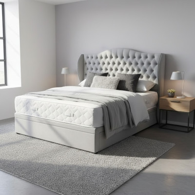 Chesterfield Łóżko Design Sypialnia Łóżko angielskie 180x200cm Włókienniczy Podkładka