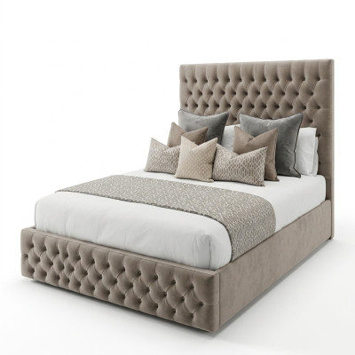 Chesterfield Łóżko Design Sypialnia Łóżko angielskie 200x200cm Włókienniczy Podkładka