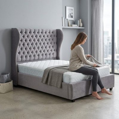 Designerskie Chesterfield Łóżko Sypialnia Włókienniczy Skóra Podkładka 140/160/180/200cm