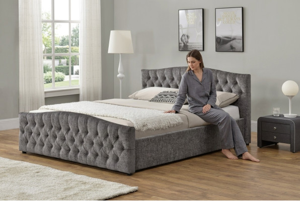Chesterfield Łóżko Design Sypialnia Łóżko angielskie 180x200 Włókienniczy Podkładka