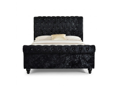 Czarne łóżko Chesterfield Podkładka do łóżka Sypialnia XXL duża 140x200